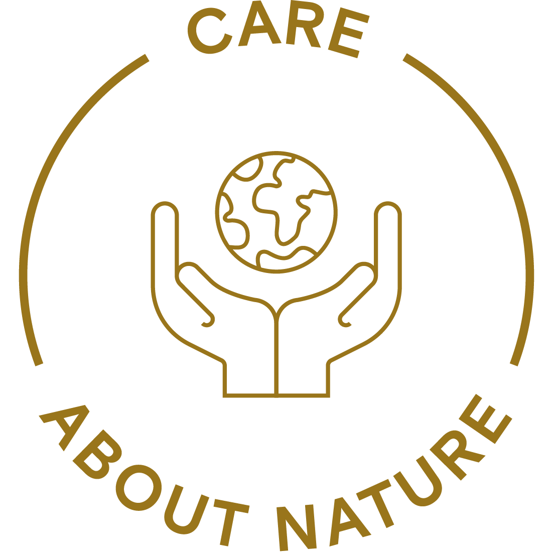 Logo with hands holding the Earth, surrounded by "Care About Nature" text.