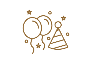 Logo with balloons, party hat, and stars. "CCB Celebrations" text.