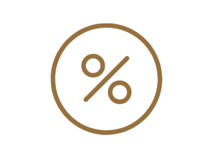 Text: 40% TBF Discount. Brown percent symbol on a black background.